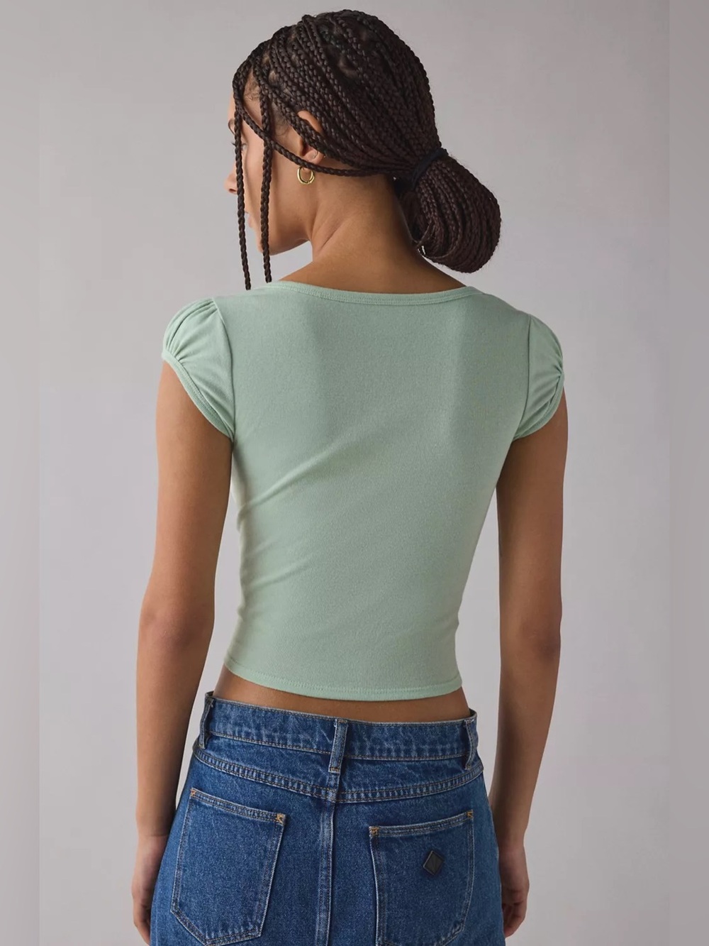 UO Kimchi Blue Ramona Coquette Graphic Puff Sleeve Baby Tee - Picture 4 of 4